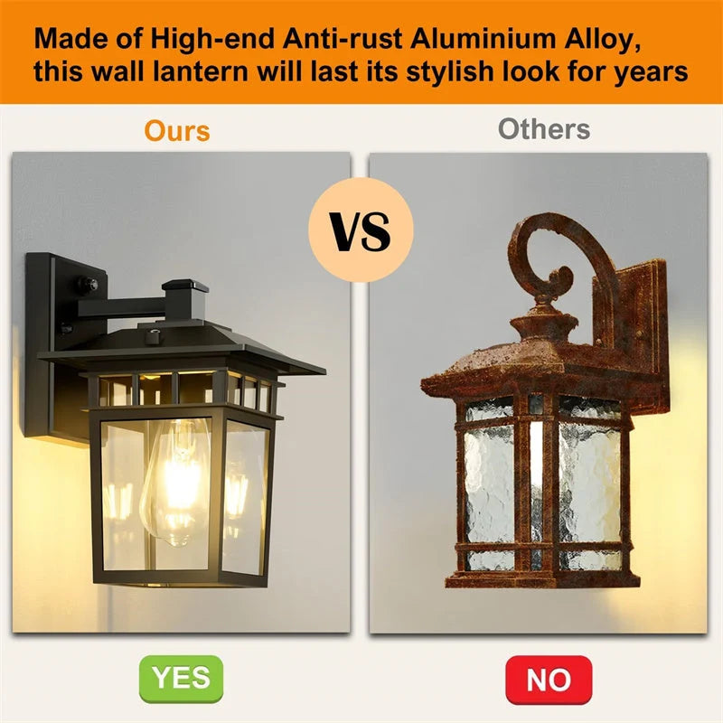 Outdoor lantern wall light weatherproof design suitable for gardens and terraces