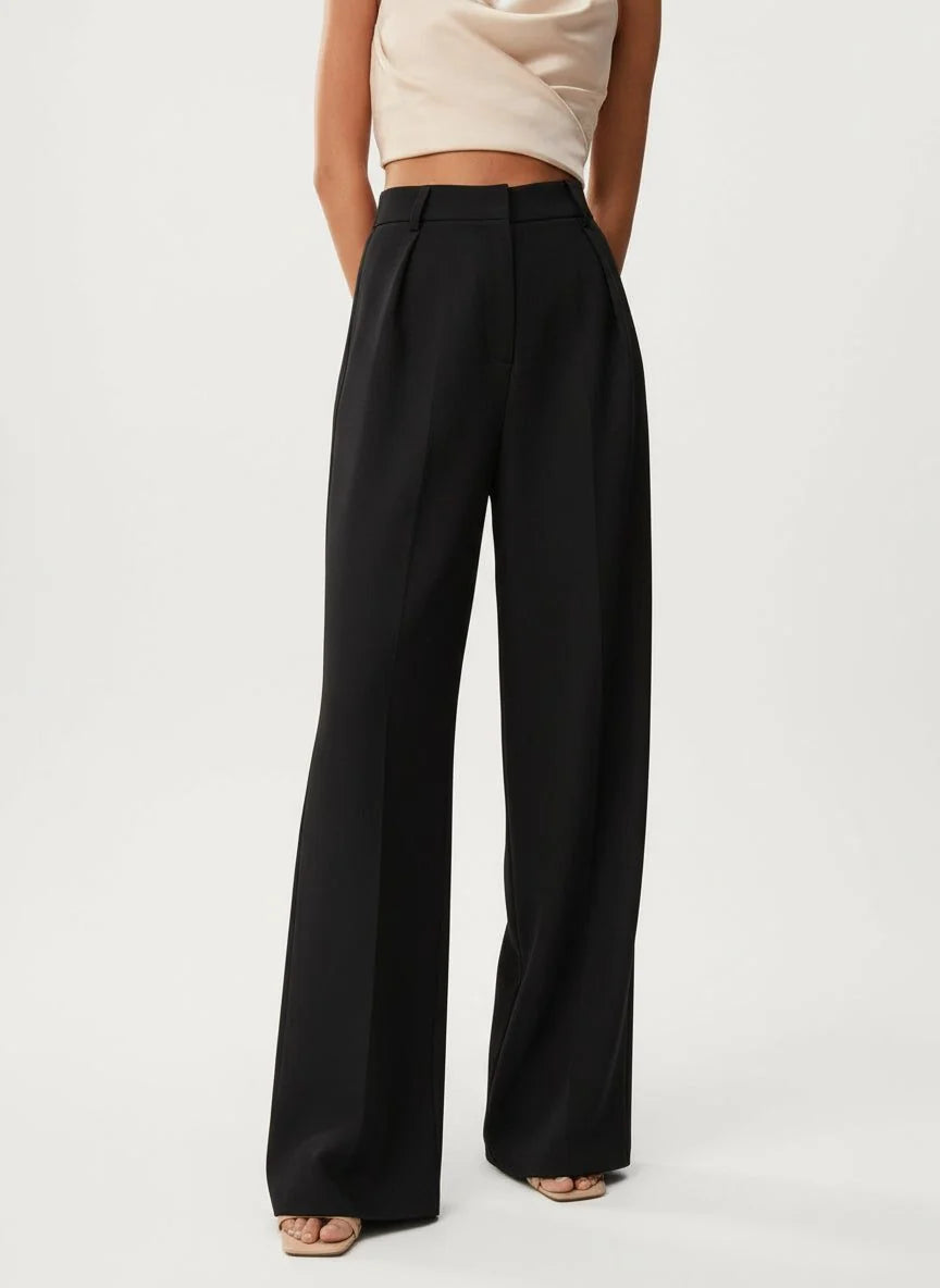 Camel women's high waist trousers with wide leg cut and tailored finish for smart casual wear