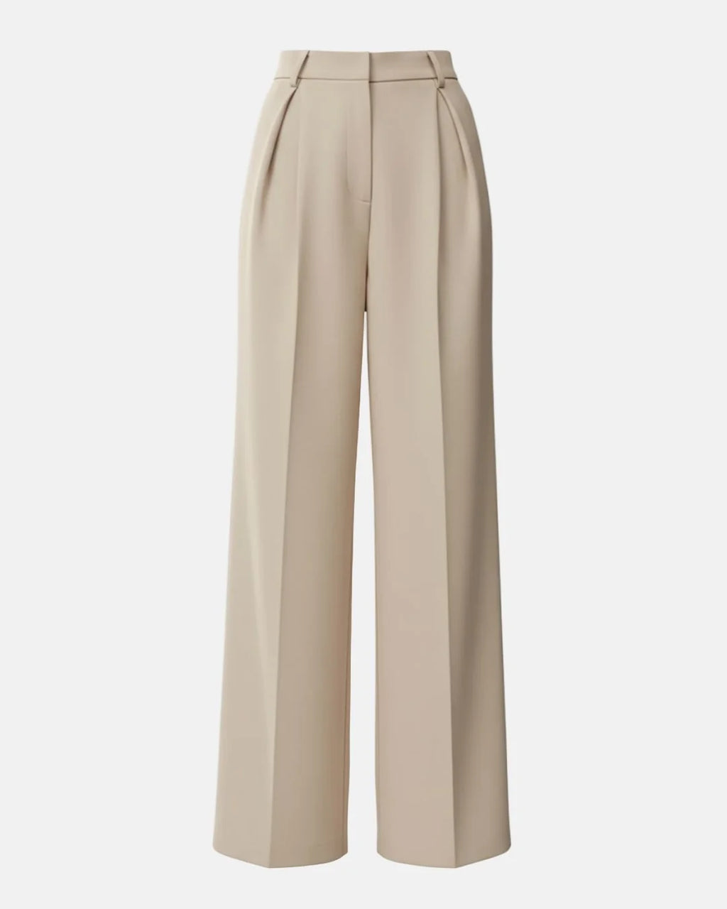 Women's wide leg trousers in camel showing high waist design and relaxed tailored silhouette