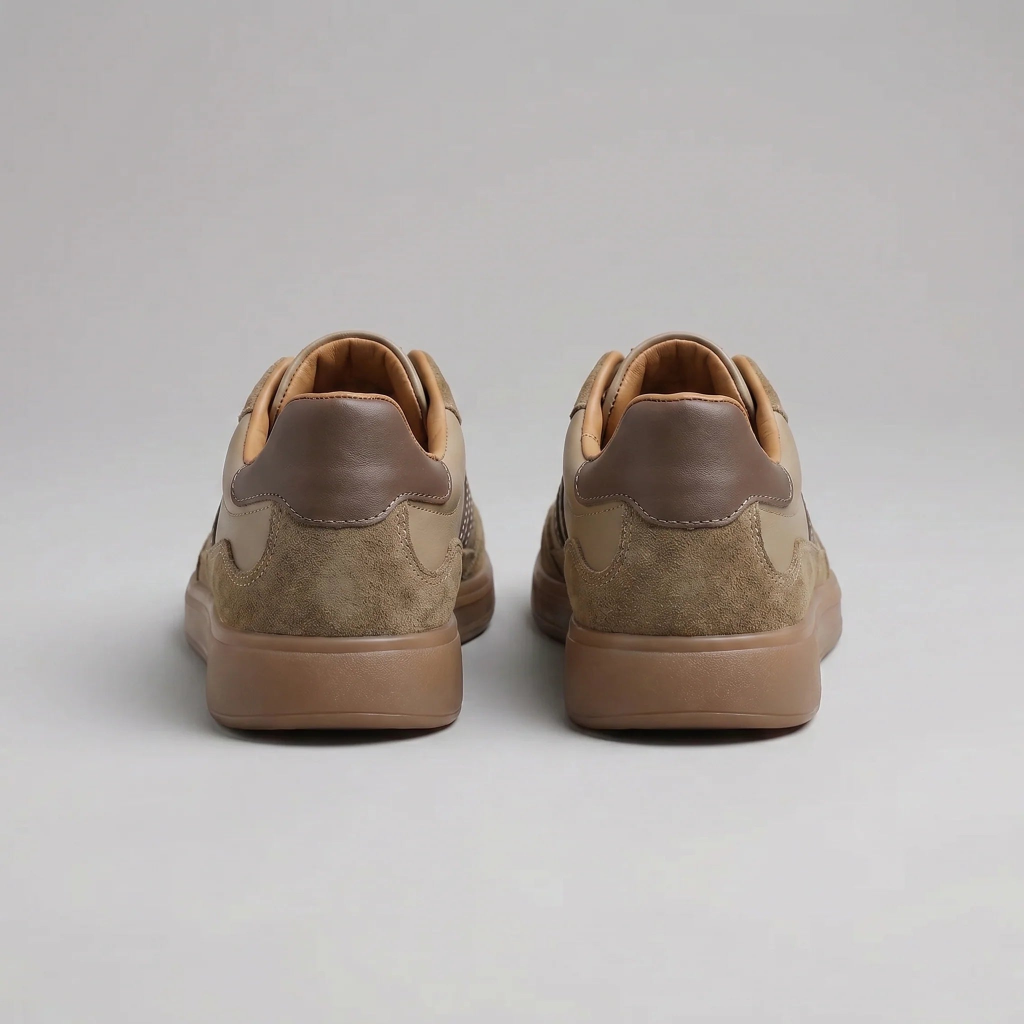 Men's retro trainers from above showing lace-up design and stripe detailing