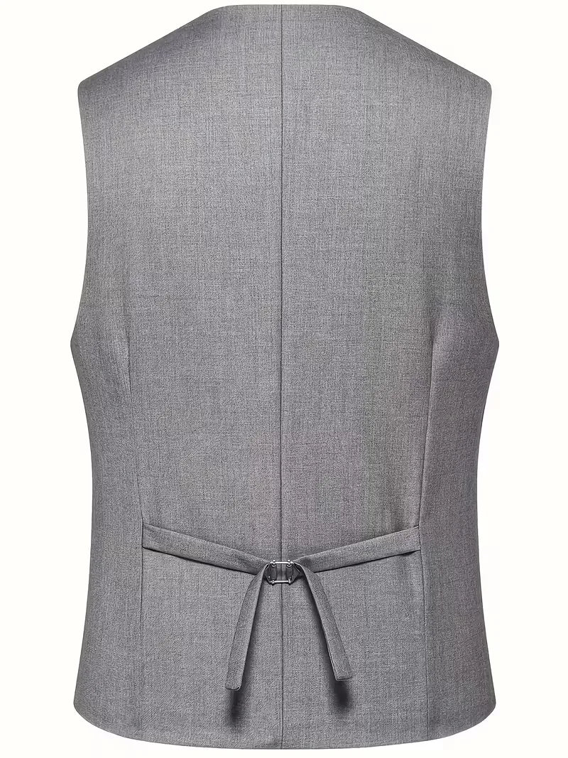 Close-up of suit trousers and waistcoat hem showing coordinated tailoring