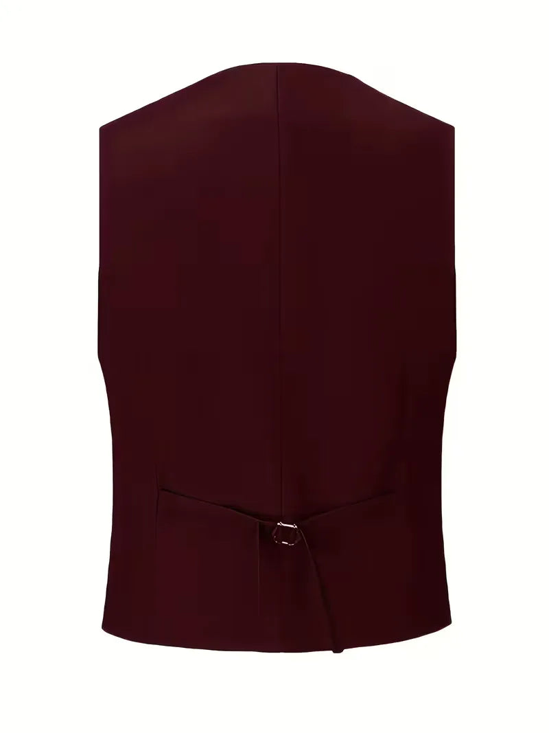 Close-up of double-breasted waistcoat under single-breasted blazer showing layered look