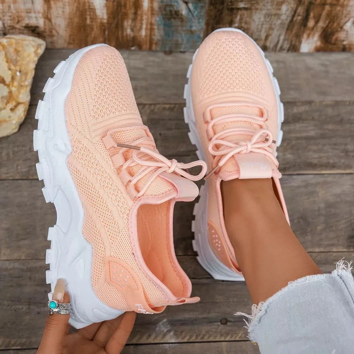 Women's breathable mesh trainers with chunky tread sole for everyday comfort