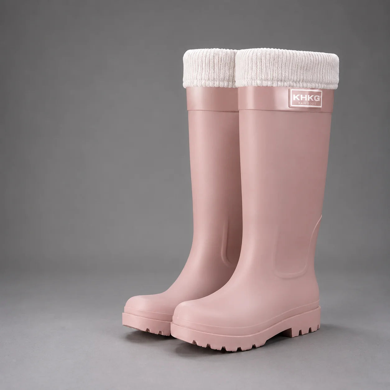 Detail of wellington boot cuff with white buckle accent and glossy waterproof finish for rainy days