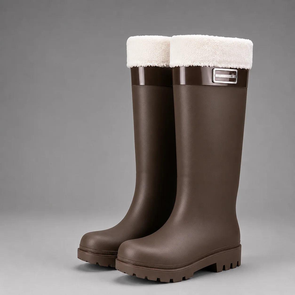 Pink women's wellington boots with round toe shape and chunky outsole for comfortable all-day wear