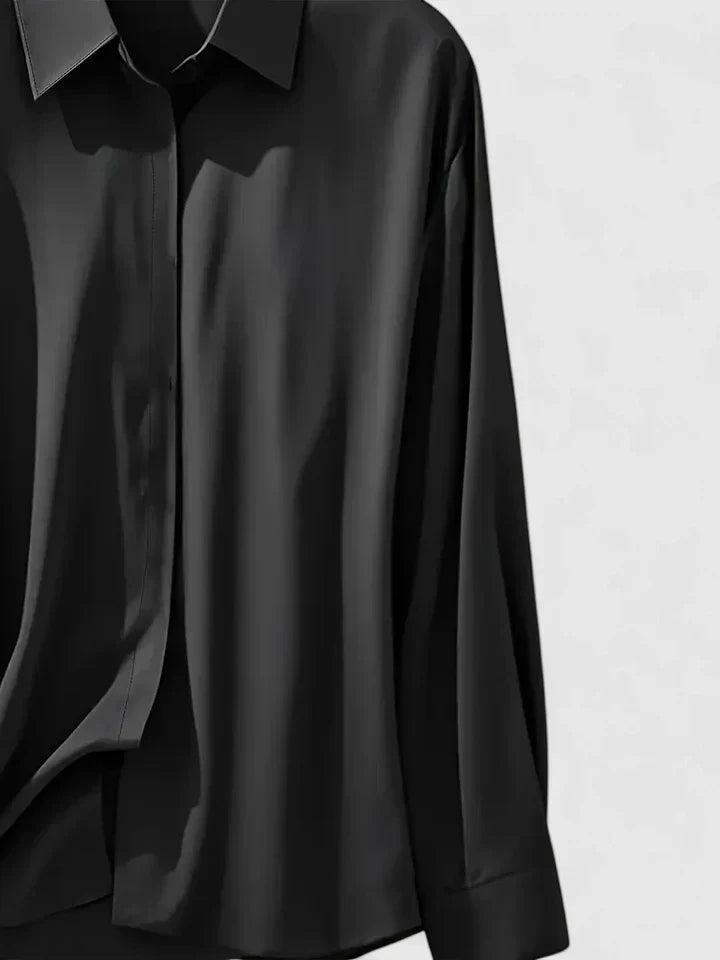 Classic collar shirt in relaxed fit showing versatile design for office or casual wear