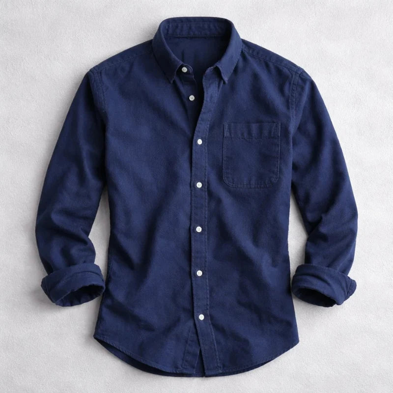 Light blue denim shirt for men with long sleeves and relaxed silhouette