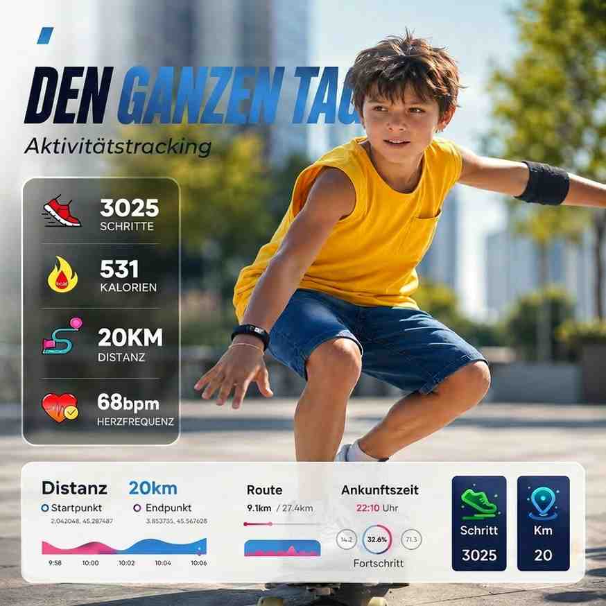 Close-up of men's fitness tracker watch oval colour display with heart rate and activity metrics