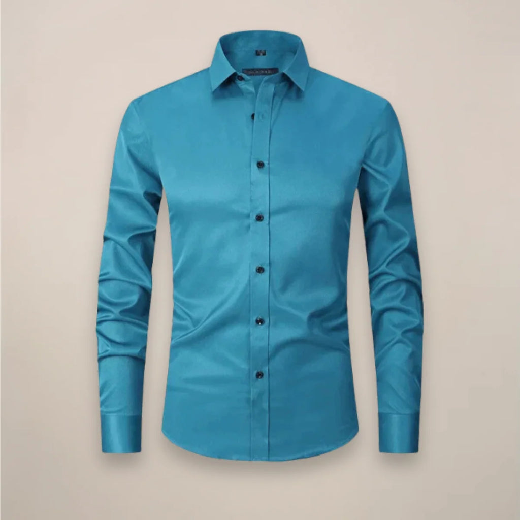 Men's formal shirt cuff detail with button closure