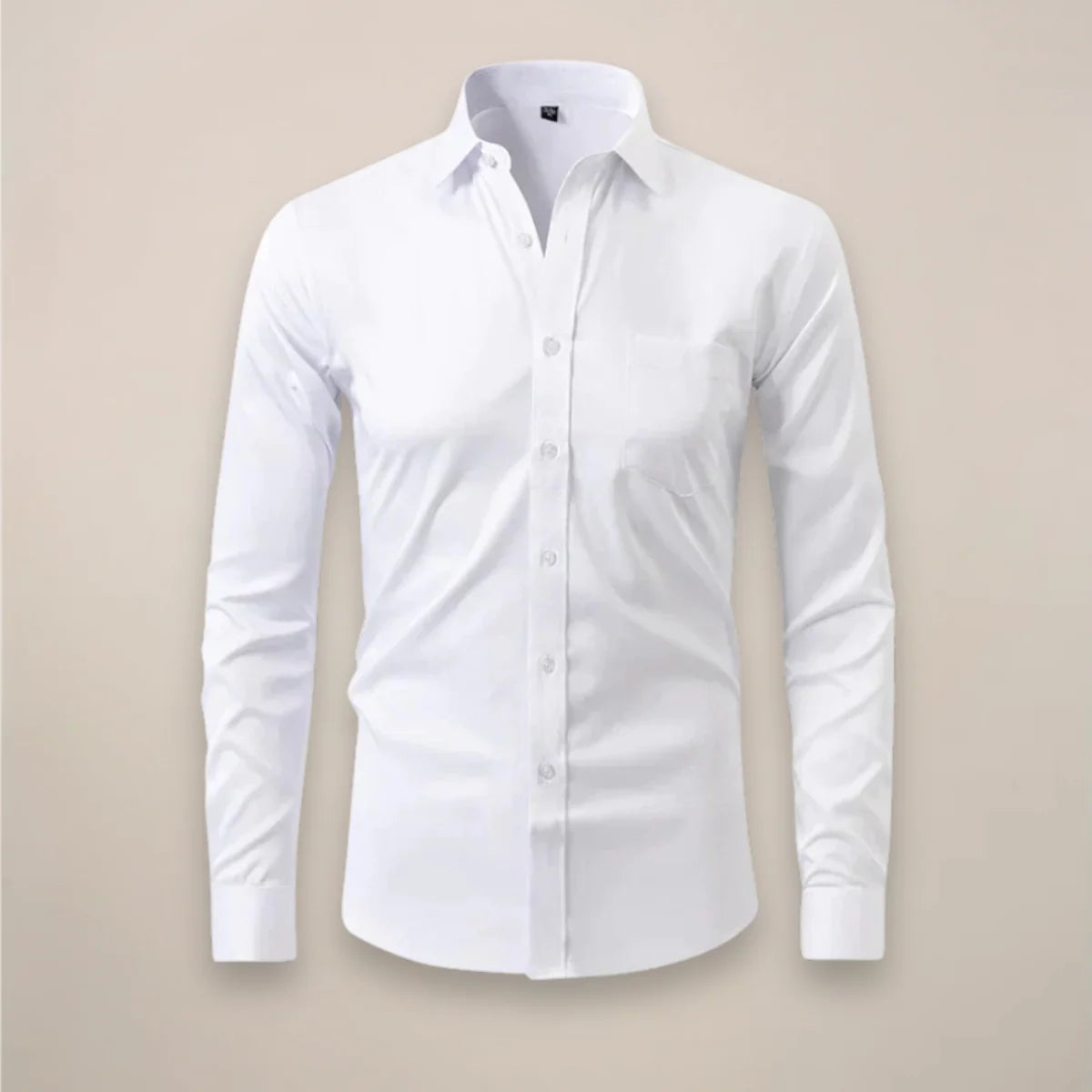 Navy blue men's formal shirt with point collar and button cuffs