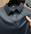 Men's polo shirt with short sleeves and ribbed fabric in charcoal grey with embroidered detail