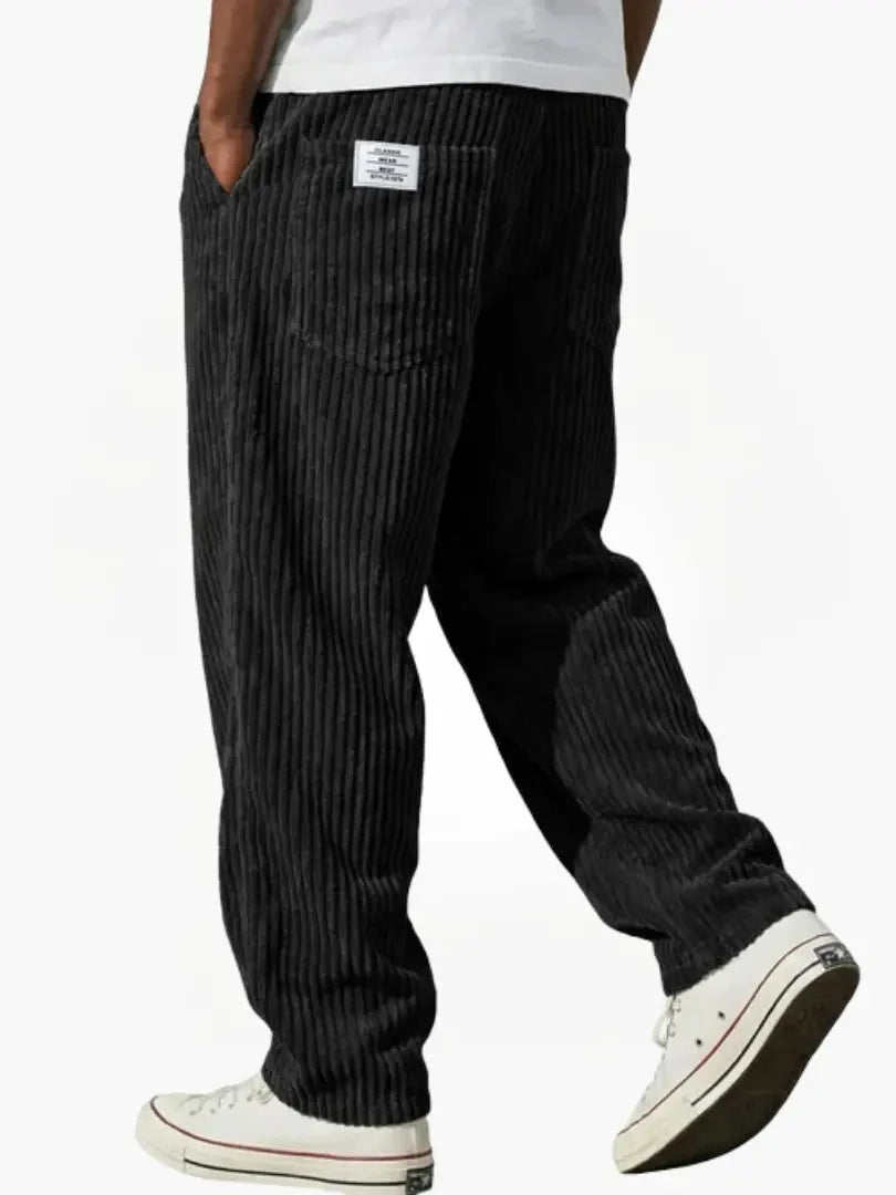 Men's casual corduroy trousers with elasticated waist and comfortable straight leg design