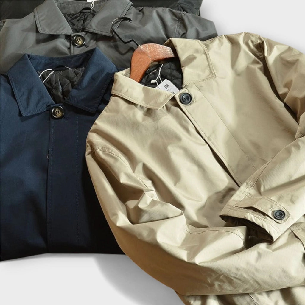 Men's outerwear coat in grey with weather-resistant fabric and functional design