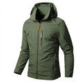 Detailed view of men's outdoor jacket showing chest pocket and smooth finish fabric