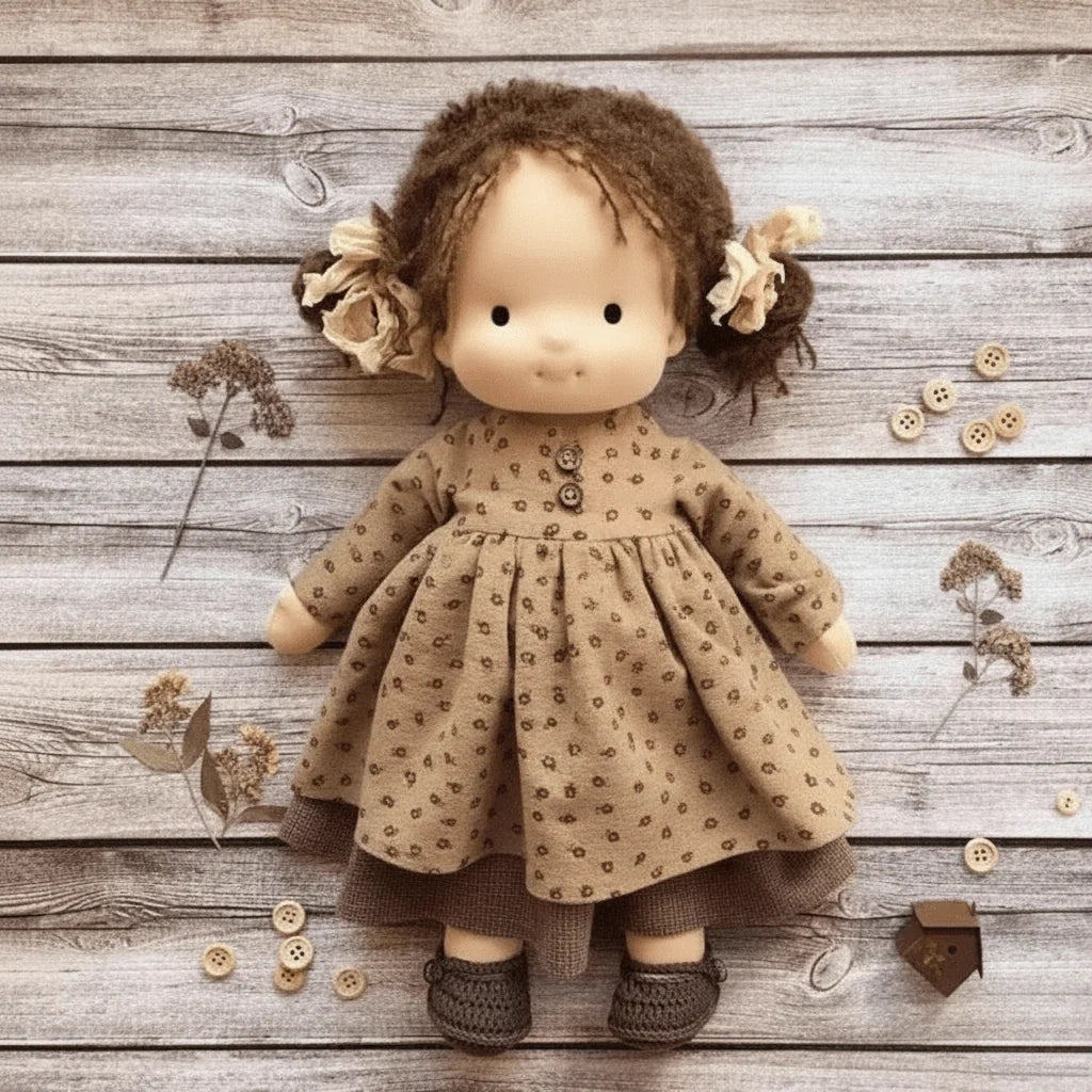 Waldorf-style doll encouraging open-ended play with gentle expression and soft features