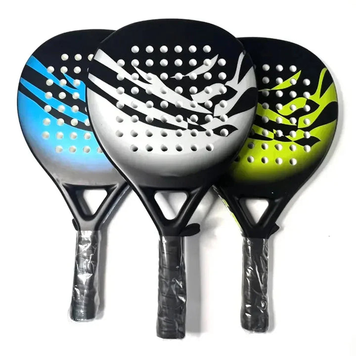 Full view of padel racket and matching protective case for transport and storage