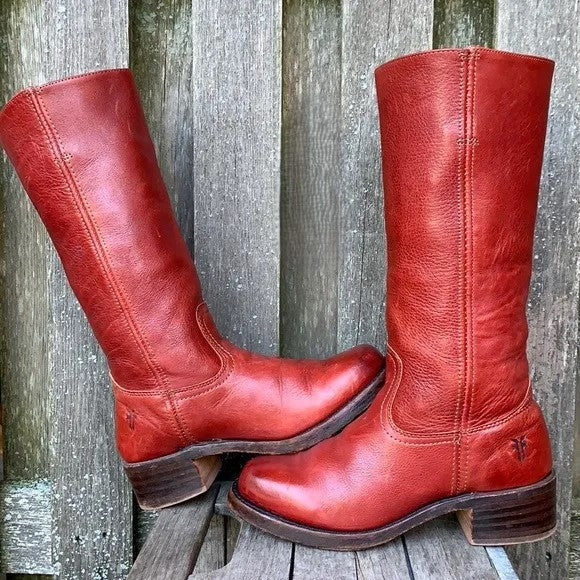 Detail shot of women's knee-high boots showing smooth finish and soft interior lining