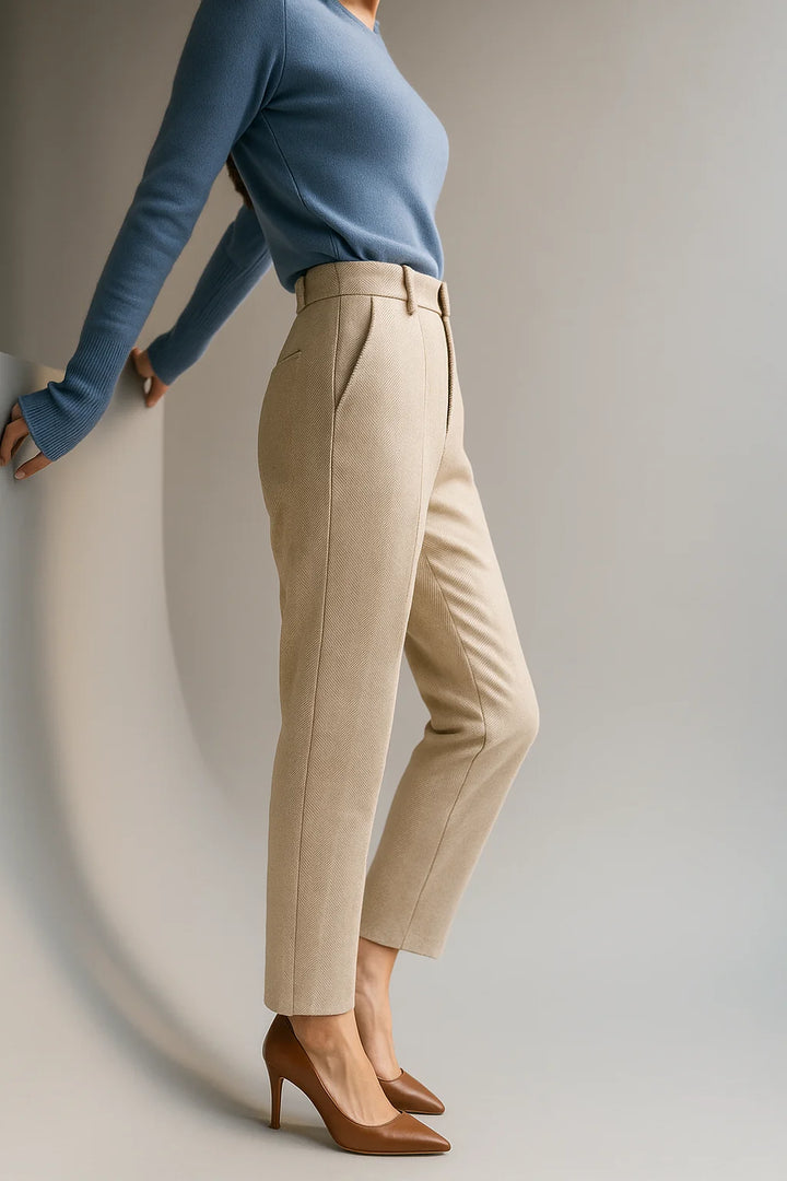Back view of Women's Tailored Wool Pants showing tailored fit and clean lines