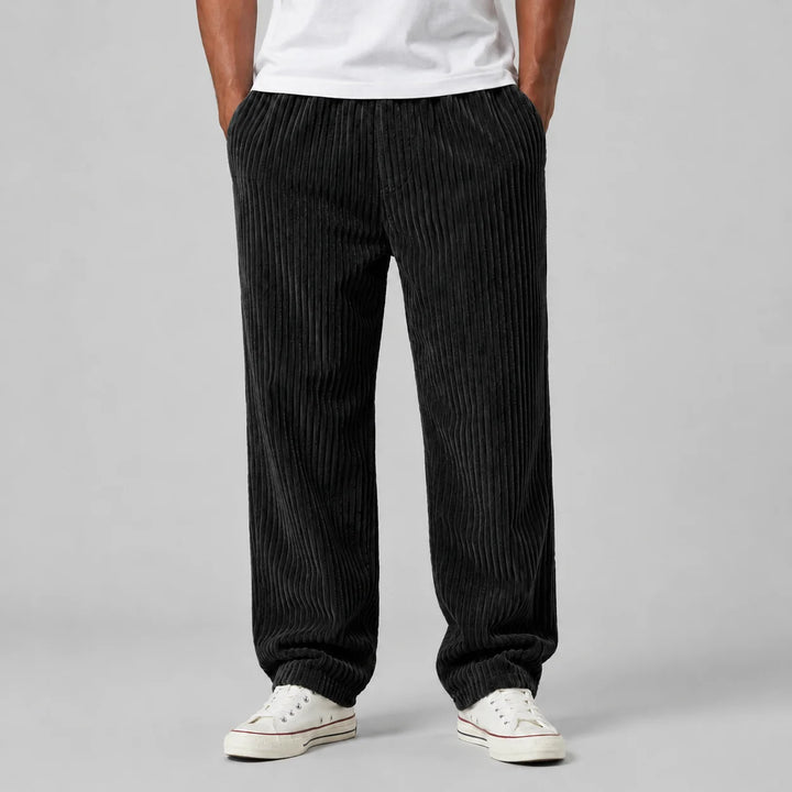 Ribbed texture men's corduroy trousers in grey for everyday wear