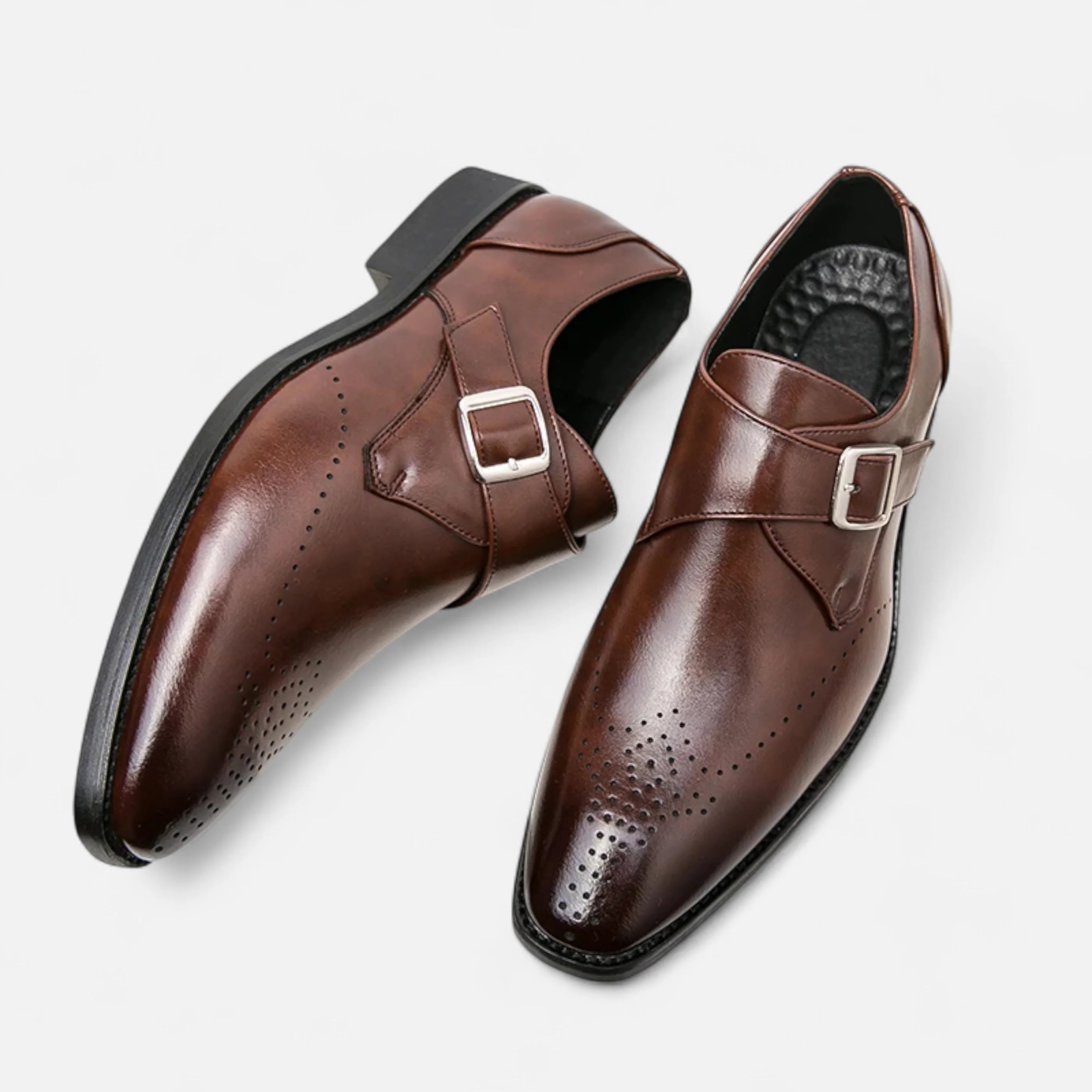 Pair of men's monk strap formal shoes styled for business and occasion wear