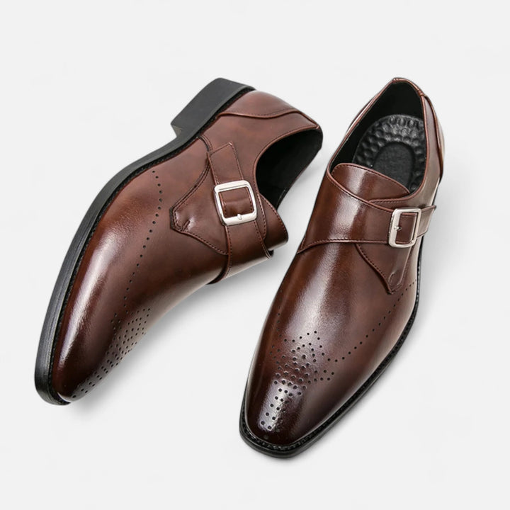 Pair of men's monk strap formal shoes styled for business and occasion wear