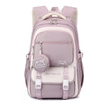 School backpack laid flat showing spacious main compartment and laptop sleeve interior organisation