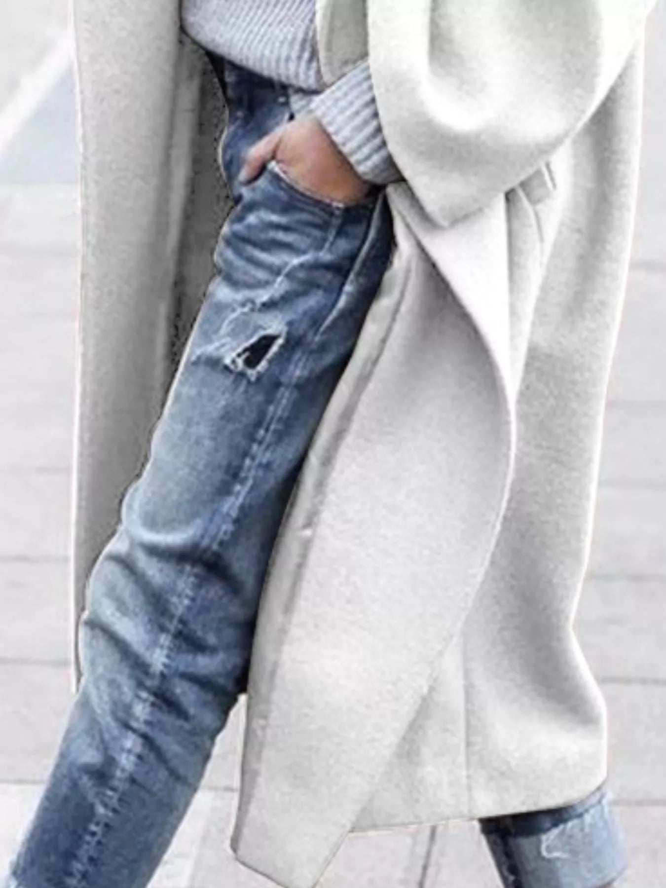 Women's oversized long coat in taupe demonstrating relaxed fit and comfortable silhouette for casual occasions