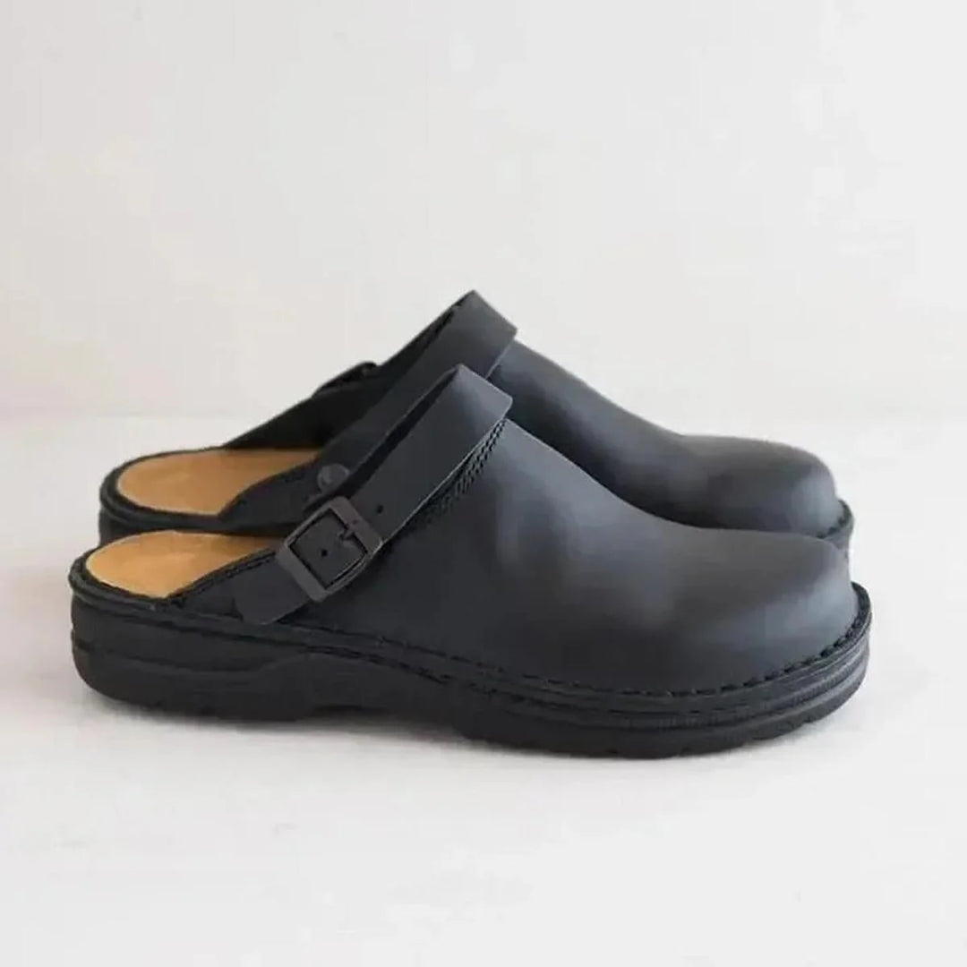 Men's orthopedic mules with cushioned insole and wide toe box design for natural foot movement