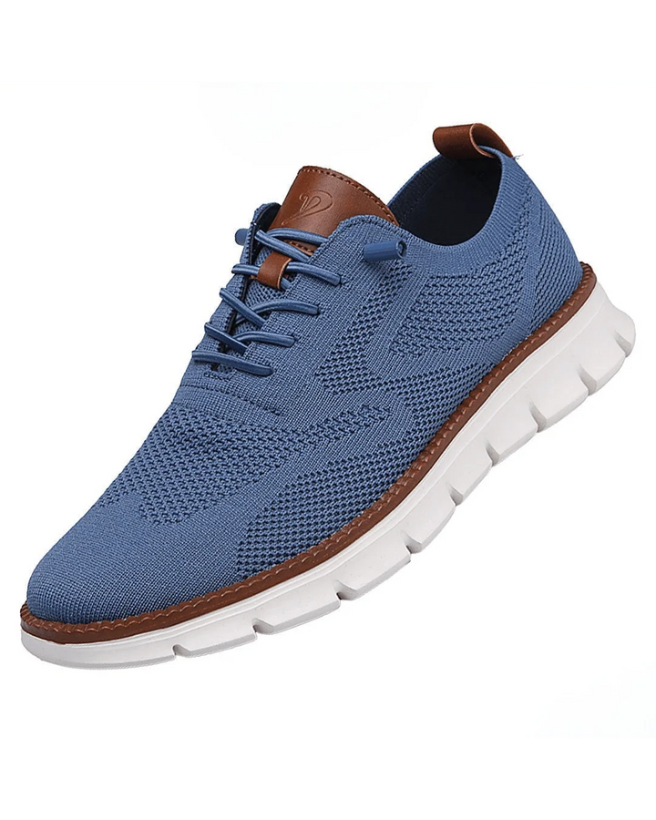 Men's knit trainers in black colourway with tonal mesh upper and cushioned sole.