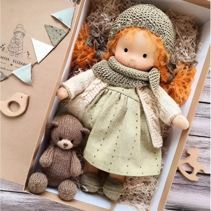 Waldorf doll showing lightweight construction and easy-to-hold design for small hands