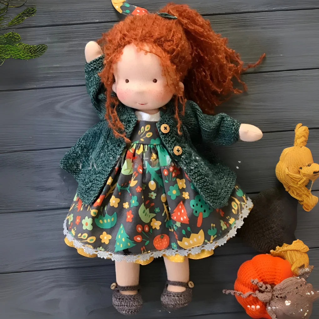 Handmade Waldorf doll designed for nurturing play and creative imagination