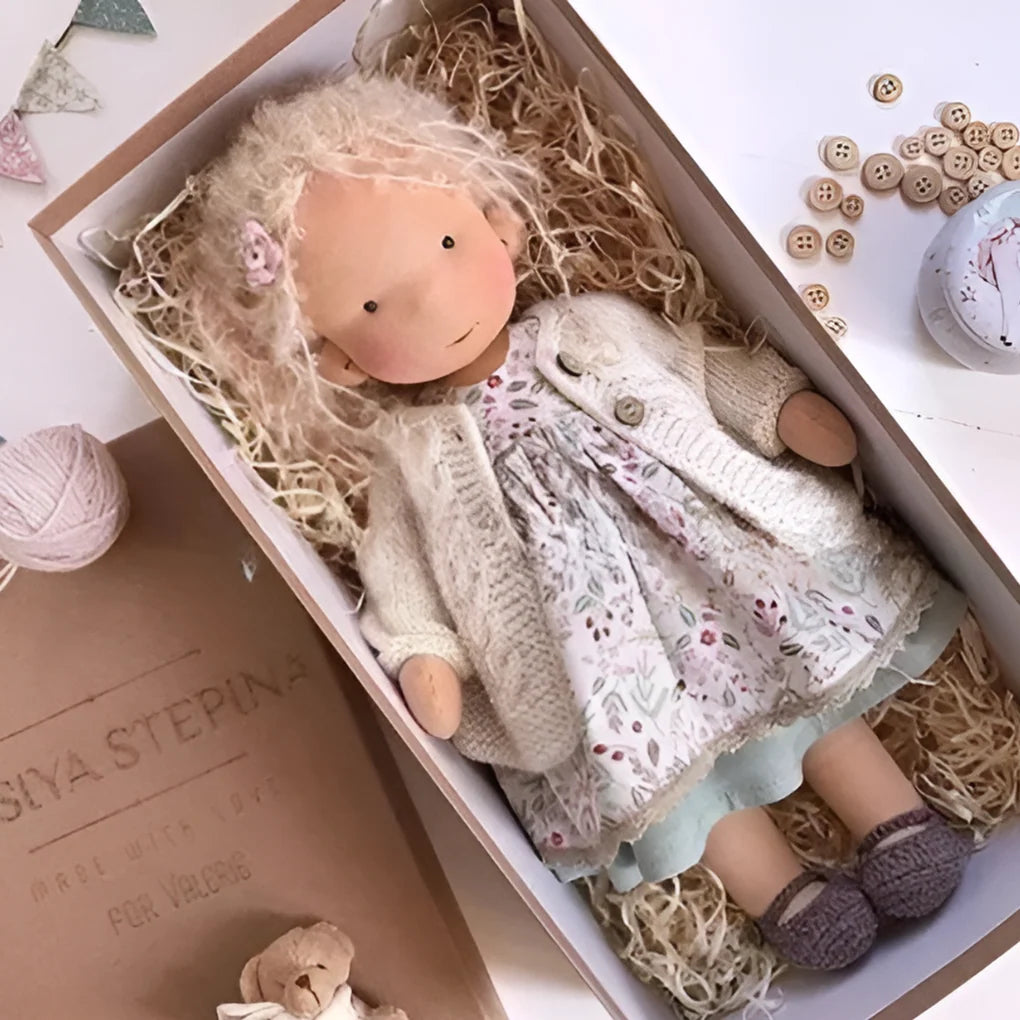Handcrafted Waldorf cuddly doll approximately 35 cm tall for young children